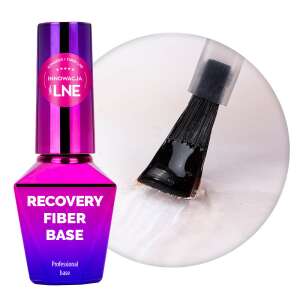 MollyLac Recovery Fiber Base Átlátszó Rózsaszín 10g - Professzionális alap erős és rugalmas körmökhöz - Műköröm alapozó & fedő zselé