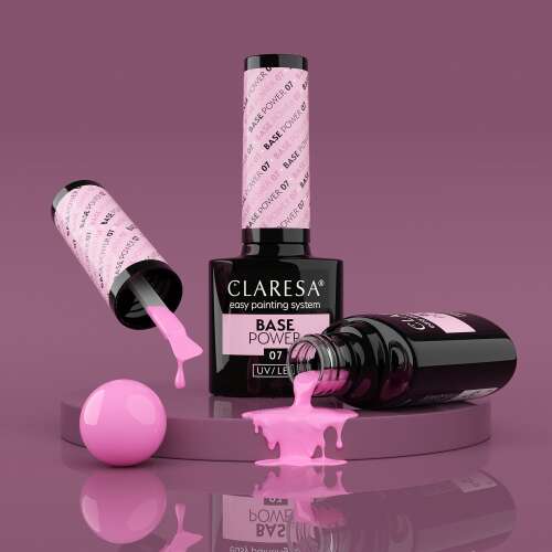 Claresa Base Power 07 UV/LED Gel-Nagellack, rosa Basislack für natürliche Nägel, einfaches Lackiersystem