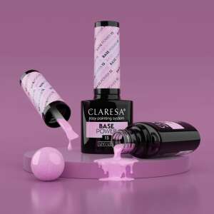 Claresa Base Power 13 UV/LED Lakier hybrydowy, łatwy system nakładania, zimny róż, holograficzny, baza do paznokci, lakier do paznokci, lakier hybrydowy - Nail Primer & Cover Gel