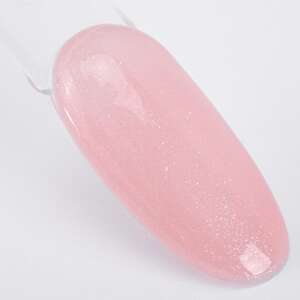 MollyLac Rubber Fiber Base - Silky Shimmer, körmökhöz való zselé selyemszálakkal, átlátszó, rózsaszín, nude és glam árnyalatokban - Műköröm alapozó & fedő zselé