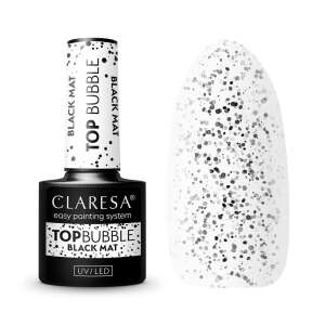 Claresa Top Bubble Black Matt Lakier hybrydowy UV/LED - Nail Primer & Cover Gel