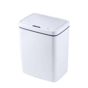 White automatic sensor trash can with 16 liter capacity, odor-proof lid and silent opening/closing - Trash can