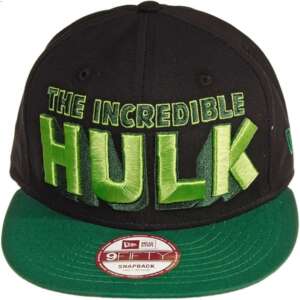 Șapcă de baseball New Era The Incredible Hulk negru și verde, vedere din față - Șepci de baseball pentru bărbați