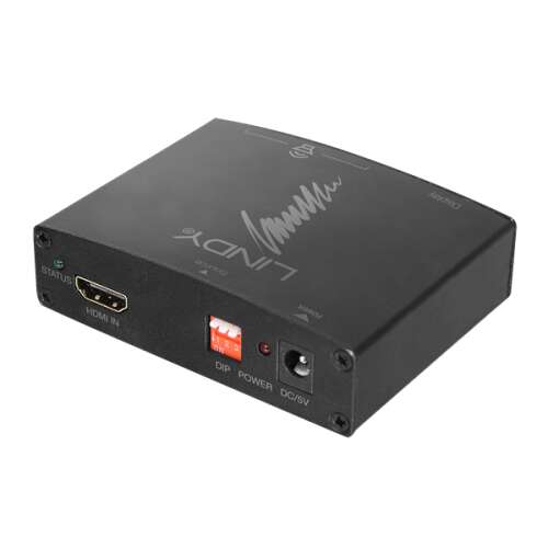 Lindy 38167 HDMI Audio Extractor, schwarz, HDMI-Eingang, Stromversorgung, DIP-Schalter