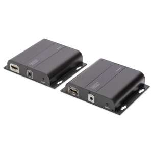 Комплект Digitus DS-55122 4K HDMI Extender, 2 черни кутии с HDMI и IR портове - Превключвател KVM