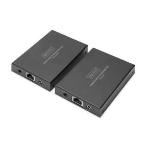 Digitus DS-55507 HDMI KVM IP extender KIT 150m, Sender- und Empfänger-Einheiten, schräge Ansicht - KVM Switch