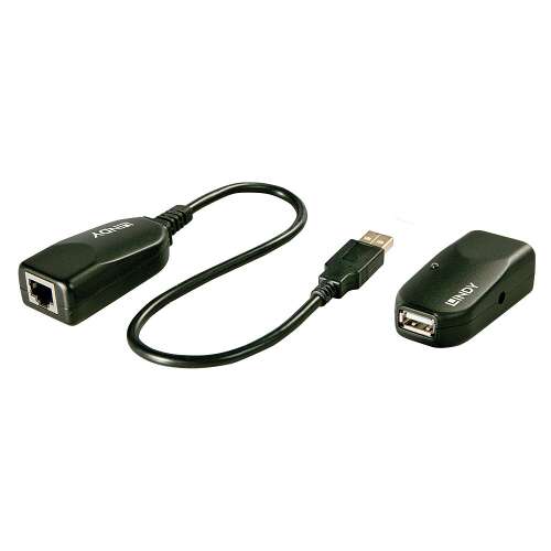 Lindy 42693 Extender USB-A, Extender USB 2.0 Cat.6 de 50m, Extender USB prin cablu Ethernet, Extender de rețea pentru dispozitive USB
