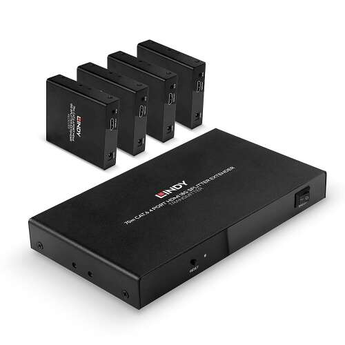 Lindy 38262 HDMI Splitter Extender, 1x4, 4K@60Hz, HDR, Power over Cable, 4 Empfänger