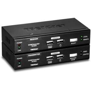 TRENDnet TK-EX4 KVM Extender, unități de transmisie și recepție, negru, vedere din față - Switch-uri KVM