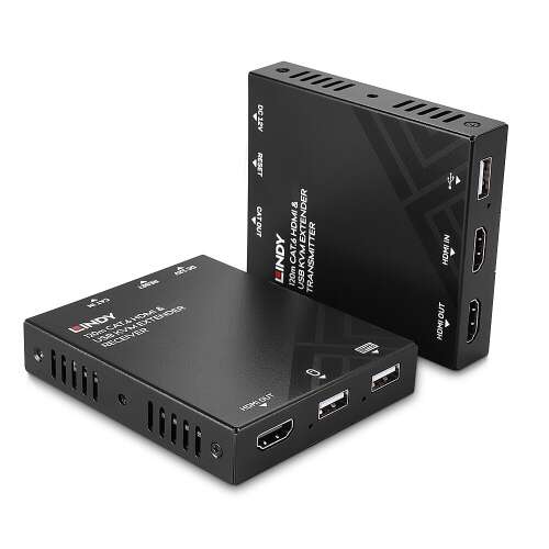 Lindy 39381 HDMI & USB KVM Extender transmițător și receptor, 120m Cat.6, Full HD 1920x1080, alimentare prin cablu