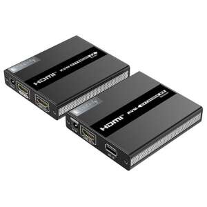 Techly HDMI KVM Extender 60m, fekete, adó és vevő, HDMI és USB UTP kábelen - Techly
