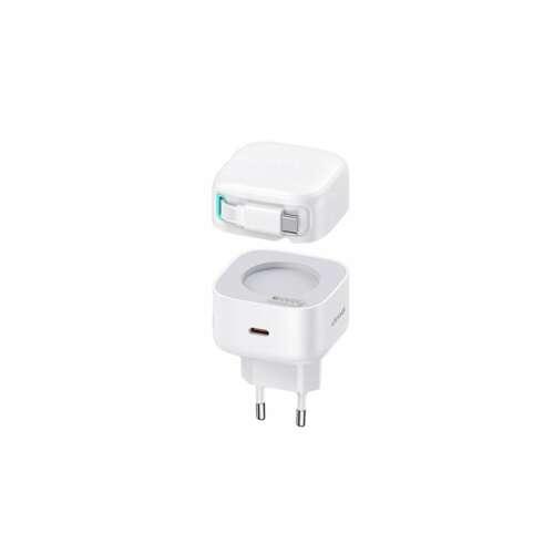 USAMS CC202TC02 35W USB-C GaN Wandladegerät mit einziehbarem USB-C-Kabel