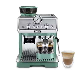 DeLonghi La Specialista Arte EC9155.GR Eszpresszó Kávéfőző - Zöld, kávébabokkal és eszpresszóval - Kávéfőző