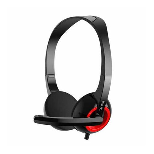Havit H202d Žičane slušalice, crne i crvene, idealne za online sastanke
