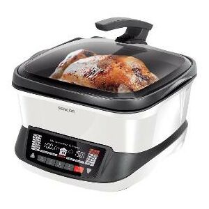 Sencor SFR 9400WH multi cooker with cooked chicken inside, silver and black - Deep Fryer