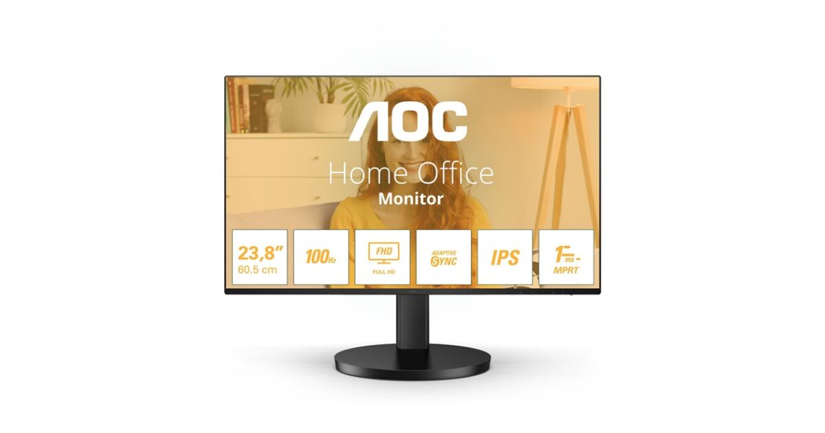 Monitor WLED IPS AOC 27", Full HD (1920x1080), 100Hz, 1ms, adaptívna synchronizácia, FlickerFree, 2x reproduktory 2W, HDMI, VESA, čierny 130983128