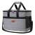 Sivá izolovaná chladiacia taška s ramenným popruhom a rukoväťami, 2 ľadové balíčky v balení