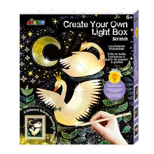 Комплект Avenir Create Your Own Light Box Scratch Art с 8 различни сцени, включително лебеди, луна и звезди - Avenir Kids Карикатура