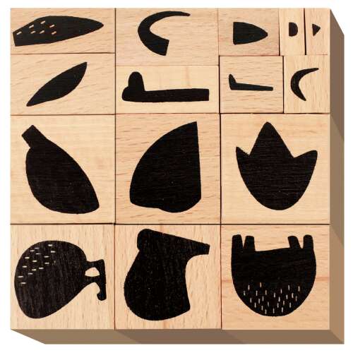 Avenir Stamp and Match Create Dinosaurs wooden stamps for kids, featuring 15 dinosaur shapes