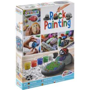 Grafix Rock Painting Set Creativ, 17 piese, set de pictură pe pietre pentru copii, include vopsele, pensule și pietre - Grafix