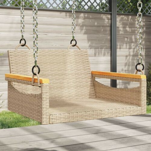 VidaXL Bézs Polyrattan Hintaágy Láncokkal - Kerti pad