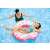 Intex 107cm donut pool float, pink with sprinkles, girl using it in the pool