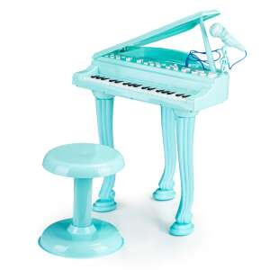 Blue toy piano with microphone and stool, for kids, musical instrument - Toy Instrument