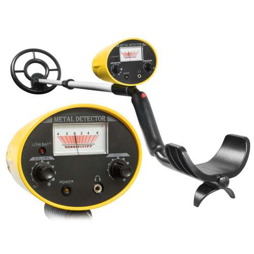 Detector de metale Kobra Tector CT-1066, galben și negru, cu afișaj analogic și controale