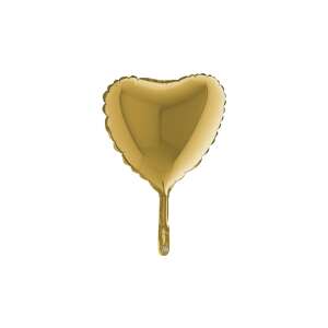 Szív alakú Arany Fólia Lufi - 23 cm