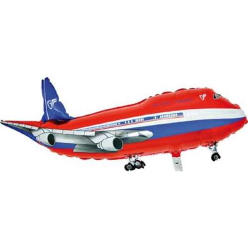 Piros-kék repülő alakú fólia lufi, 74 cm, SuperShape