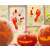 Véres lábnyomok zselés ablakmatricák, Halloween dekoráció, 20x20 cm, ablakon tökökkel