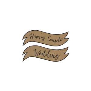 Happy Couple Esküvői Szalag, 2 db-os csomag, barna papír, 55 cm x 19 cm - Ajándékötlet esküvőre