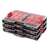 Qbrick System ONE Organiser L, black and red tool organizer with 10 compartments, stacked with other organizers