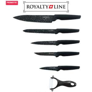 Royalty Line 6-teiliges Messerset mit schwarzen Griffen und Keramikbeschichtung - Pfannen, Abendessen, Küchenmesser, Besteck-Sets und Töpfe