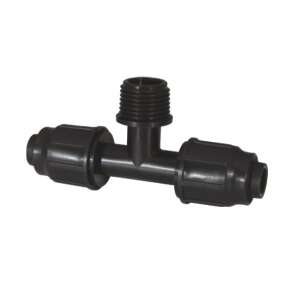 LPE T-idom 20mm x 3/4" x 20mm KM kúpos IT - Külső menetes, fekete műanyag idom csövek összekapcsolásához - Csatlakozó és kiegészítő