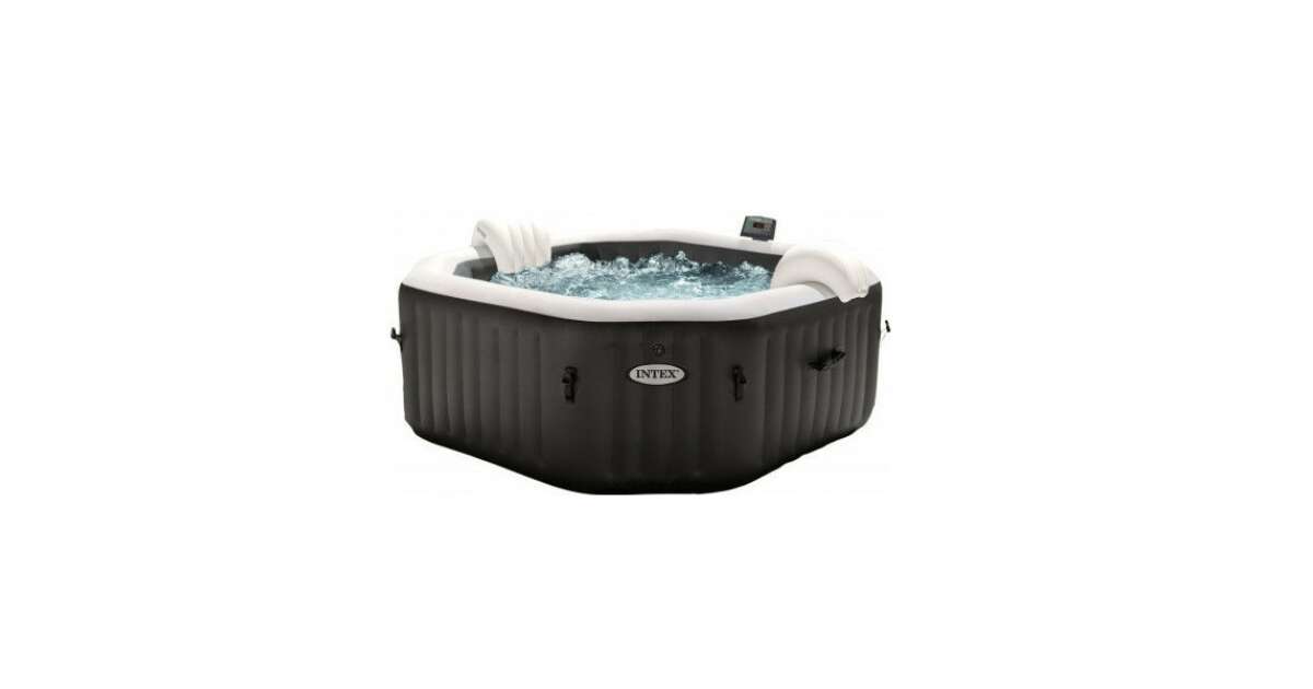 Jacuzzi INTEX PureSPA Onyx Black Octagon, cu separator de sare, 4 persoane, D201 x 71 cm, negru / alb (28458) 103522315