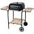Landgraf charcoal grill with wooden shelves and wheels, black