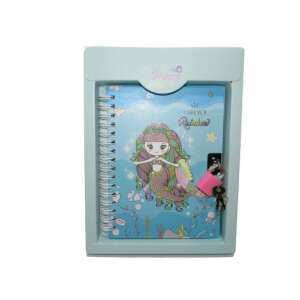 Napló hableányos lakattal és kulccsal, 12 cm x 15 cm, kék - Napló