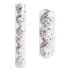 6 ouă de Paște din plastic cu design floral, 6 cm - Decorațiuni de Paște