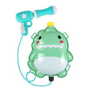Zöld dinoszaurusz vízipisztoly hátizsák, 2 literes kapacitás, 6-8 méteres hatótávolság - Vízipisztoly