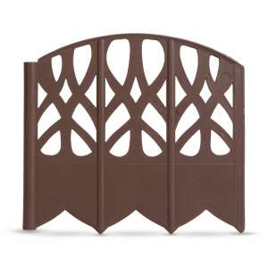 Brown plastic garden border fence, 16 x 15 cm, for flower beds, paths, and lawns - Garden Edging