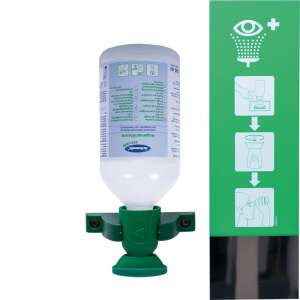 Stație de spălare a ochilor Actiomedic EYE CARE Single I, montată pe perete, cu 500 ml soluție de clorură de sodiu 0,9% - Trusă medicală de prim ajutor