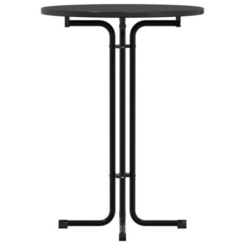 vidaXL fekete kerek összecsukható asztal acél vázzal, 80 cm átmérőjű, 110 cm magas, elülső nézet - Bárasztal