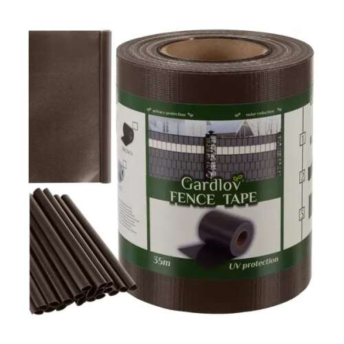 Gardlov Zaunband, 35m lang, 19cm breit, UV-Schutz, braune Farbe, mit 25 Befestigungsstiften