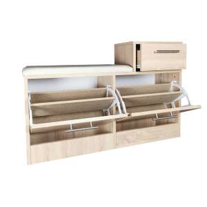 Dulap pentru pantofi Jana cu bancă, stejar, 94.5x31x56.5 cm, dulap pentru pantofi, raft pentru pantofi, depozitare la intrare, compartiment deschis pentru pantofi - Seturi mobilier de hol