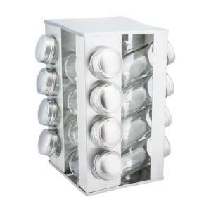 Kinghoff 16-teiliges Gewürzregal, Edelstahl, mit Glasbehältern und Deckeln - Gewürzbehälter