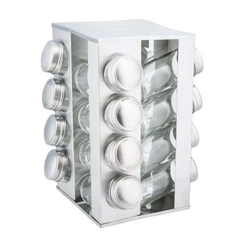 Kinghoff 16 darabos fűszertartó, rozsdamentes acélból, üveg tartókkal és fedőkkel