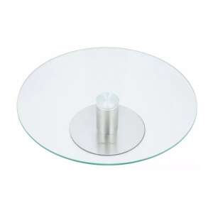 Kinghoff Kuchenplatte mit Fuß, 30 cm Durchmesser, gehärtetes Glas, Edelstahlfuß - Servierschalen