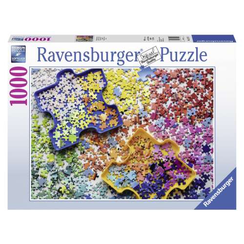 Puzzle Ravensburger 1000 piese - Cutie cu piese colorate