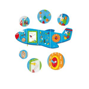 VIGA Flugzeug Motorikwand - Wandmontiertes Aktivitätszentrum für Kleinkinder - Babywalker, Lauflernhilfen und Entwicklungsspiele für Kleinkinder